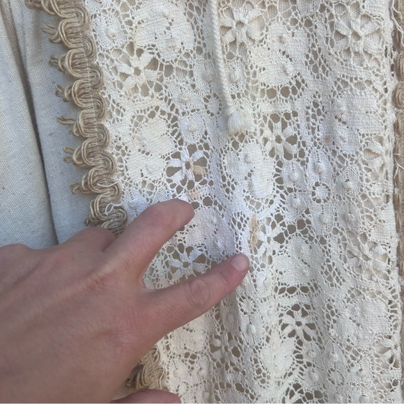 Vintage 1970s Gunne Sax Black Label Prairie style dress - burlap/cotton/ flax - Picture 9 of 15